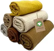 mimaDu Organic GOTS Burp Cloths Organic 25 x 25 cm Baby Washcloth Baby Muslin Cloth Baby Mini Muslin Cloths for Baby Care, Small Towels 100% Organic Cotton Super Soft and Absorbent (Desert)