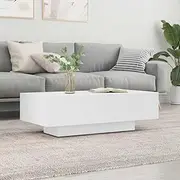 [vidaXL] Modern Rectangular Coffee Table - Spacious Tabletop, Engineered Wood Construction, White - Dimensions: 100x49.5x31 cm