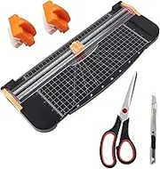 Paper Cutter,12 Inch Titanium Paper Trimmer Scrap booking Tool Paper Slicer with 2Pcs Replacement Blades and 2 Scissor for Craft, for A4, Label, Photo and Cardstock (Black)