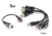 5-PACK 6 inch BNC Female to RCA Male Plug Jumper Cable, CablesOnline R-RE00-5
