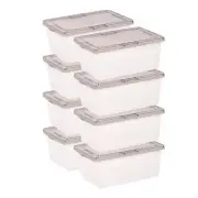 IRIS USA, Snap Top 17.2 Quart Plastic Storage Box with Gray Lid, 8 Piece Set