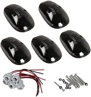 5pcs Black Smoked Lens Cab Roof Marker Lights, Cab Roof Top Lamp Clearance Running Light Replacement + T10 Set for Truck SUV 1994-2002 Dodge Ram 1500 2500 3500 4500 (Black Smoked Lens Without Bulbs)