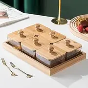 Food Platters with Lids Food Tray Snack Serving Tray,Household Divided Serving Tray with lid,Compartment Serving Tray with lid,Square Snack tra
