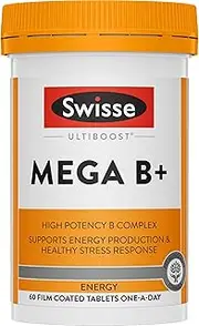 Swisse Ultiboost Mega B+ | Supports Energy Production & Healthy Stress Response | 60 Tablets