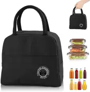 Insulated Lunch Bag, Lunch Bag Portable Lunch Box Bag Waterproof Lunch Box Bag, for Office School Travel Camping Prepared Meals (Black)