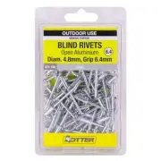 Otter 4.8 x 6.4mm Open Aluminium Blind Rivets - 100 Pack, General Purpose