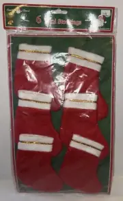 Vtg Rennoc Corp 6 Mini Tree Stocking Socks 5.5”, Santa’s Best NOS P