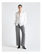 [Cue] Viscose Blend Satin Shirt in White