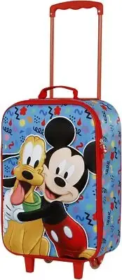 Mickey Mouse Mates-Soft 3D Trolley Suitcase, Blue, 17 x 33 x 52 cm, Capacity 26