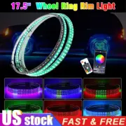 4Pcs 17.5'' RGB Wheel Ring Light LED For Truck Car Rim Lights Bluetooth APP EAH