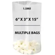 1.5Mil 6" X 3" X 15" | Clear Gusseted Bags, Heat Sealable | Multiple Bags