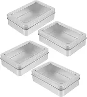 jojofuny 4Pcs Dice Box with Opening Window Durable Metal Dice Organizer Case for Games Storage Accessories Construction