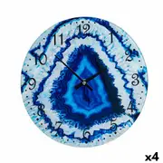 Wall Clock Marble Blue Crystal 30 x 4 x 30 Cm 4 Units