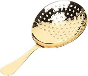 LeoLeoxx Premium Strainer for Cocktail Drinks, Stainless Steel Strainer, Skimmer Spoon for Cocktail Shakers & Mixing Glasses, for Home Bar and Bartenders (Gold-Plated Slotted Spoon)
