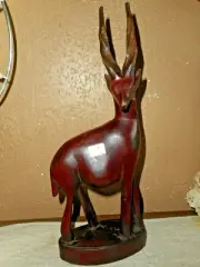 Besmo Hand Carved Wooden Antelope Gazelle Deer Made in KENYA 1960?? NOS