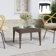 Side Table Brown 50x50x38 cm Poly Rattan and Tempered Glass Multi Colours vidaXL