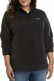 Columbia Women’s Plus Size L/S Benton Springs Half Snap Pullover Black 1X NWT