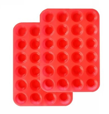 2pcs mini muffin cupcake pan mold set 24 cups non-stick silicone baking pan tray