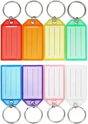 AIMALL 20PCS Tough Plastic Key Tags with Split Ring Label Window Keys Identifier Bag/Luggage Labels Tag, Ideal for Keys, Luggage, Cable Identification