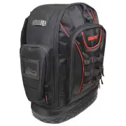Westward 32Pj49 Tool Backpack, Black, Polyester, 22 Pockets