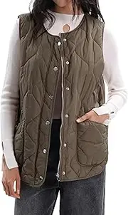 [Xintianji] Women Lightweight Quilted Outerwear Vest Coats - Sleeveless Zip Winter Jacket with Pockets