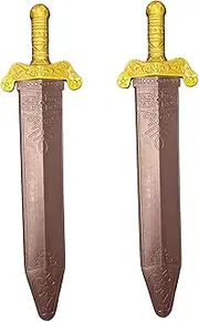 2 Pcs Toy Sword with Sheath Halloween 19 in Long Medieval Knight Sword Safe Cosplay Fake Plastic for Play Fighting Toys for Boys Girls to Playing Roman Warrior Knight Fake