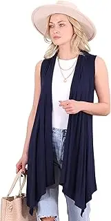 [Popana] Women's Casual Sleeveless Long Duster Cardigan Summer Vest Made in USA