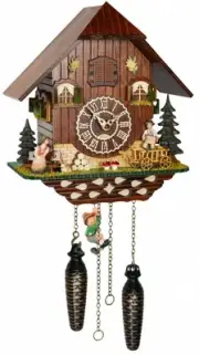 Quartz Cuckoo Clock Black forest house with music TU 4301 QMS NEW