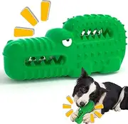 Zimtty Dog Toys, Squeaky Indestructible Dog Chew Toys for Aggressive Chewers, Tough Alligator Rubber Teething Chew Dog Toys for Large Medium Small Dog (Green Crocodile)