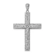 Sterling Silver Rhodium-Plated Polished Hollow Cross Pendant
