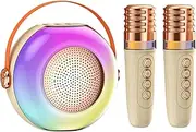 Karaoke Machine for Kids - Small Speaker with Two Microphones - LED Lights, Compact Speaker, Sound Machine for Family Home Gathering