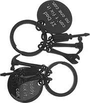[GLSTOY] 2pcs Stainless Steel Father Day Keychain Engraved Key Chain for Portable Bag Pendant Tool Practical Key Holder Accessory Father Day