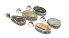5 PCS Unakite and Other Gemstones Ethnic Handmade Pendant Mix Lot 1" P 7073