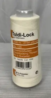 Toldi-Lock, Overlocking Thread, 100% Polyester, Cream, Color 1030, 2734 yds
