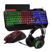 AULA T650 RGB Gaming Keyboard Mouse Headset and Mousepad Set Bundle USB Wired