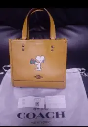 COACH × Peanuts Snoopy Collaboration Tote Bag Leather USED FROM JAPAN