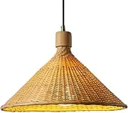 Bamboo Lantern Pendant Lamp 13.7''W Boho Lampshade Coastal Lighting for Kitchen Island,Chandelier Natural Hanging Ceiling Light,Domed Shape Woven Light Large Handwoven Wicker Light Fixture