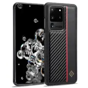 Carbon Fiber Splicing Case For Samsung Galaxy S20 Ultra, Pu Leather Coated Tpu + Eva Cover