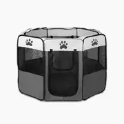 8 Panel Pet Dog Cat Crate Play Pen Bags Kennel Portable Tent Playpen Puppy Cage Extra Large Grey