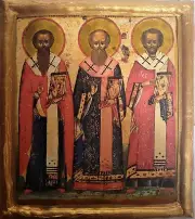Three Holy Hierarch Saints Gregory St John St Basil Eastern Orthodox Icon Plaque