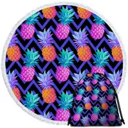 Dark Pineapple over Chevron Round Beach Towel