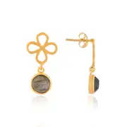Mytros Earrings in Sterling Silver with Labradorite Stone & Brushed Finish - Elegant Jewellery in Australia