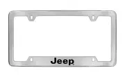 Jeep Wordmark Chrome Plated Metal Bottom Engraved License Plate Frame Holder