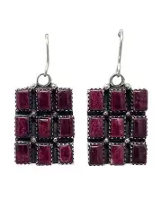 Ernest Rangel, Earrings, Square stones, Purple Spiny, Shell, Navajo, 1 1/2"