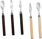 Angoily Stainless Steel Art Knives Set 5pc Oil Painting Palette Scraper Spatula Mixing Accessory for Artists