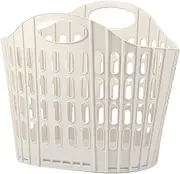 DJAPWPX-Collapsible Laundry Basket with Carry Handle, Space Saving Foldable Laundry Basket, Plastic Collapsible Laundry Hamper, Multipurpose Collapsible Laundry Caddy for Easy Storage (Beige)