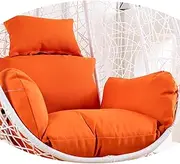 Egg Chair Cushion Waterproof Outdoor/Indoor-Thicken Hanging Basket Swing Cushion Hanging Egg Chair Cushion Replacement with Headrest for Outdoor Patio Garden Furniture(Orange)