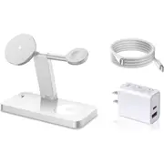 4 in 1 Magnetic Fast Wireless Charging Station For iPhone iWatch White - 15W