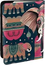 [GaxfjRu] Bohemian Elephant Pattern Print Leather Passport Holder Covers Case, Waterproof Travel Wallet Passport Holder for Women Men, Black, One Size