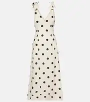 [Zimmermann] Zimmermann Polka-dot bow-detail linen midi dress AU 6 black